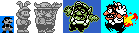 Sprites from all the *Mario* & *Wario* games on Game Boy. Mario’s head in *Super Mario Land* is smaller than Wario’s butt!